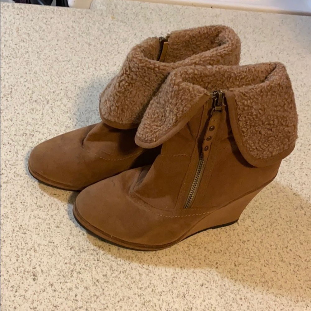 Suede wedge ankle boots